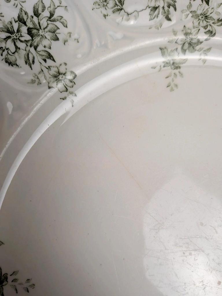 Lot de 4 assiettes plates anciennes Terre de fer Saint-amand Lebacqz & Bouchart – Watteau