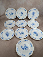 Lot de 10 assiettes plates Moulin des Loups Orchies – modèle Sully – fleurs bleues
