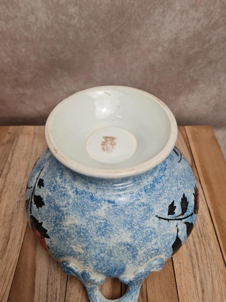 Soupière ancienne Gien décor chardons bleu moucheté terre de fer 🍲🌿