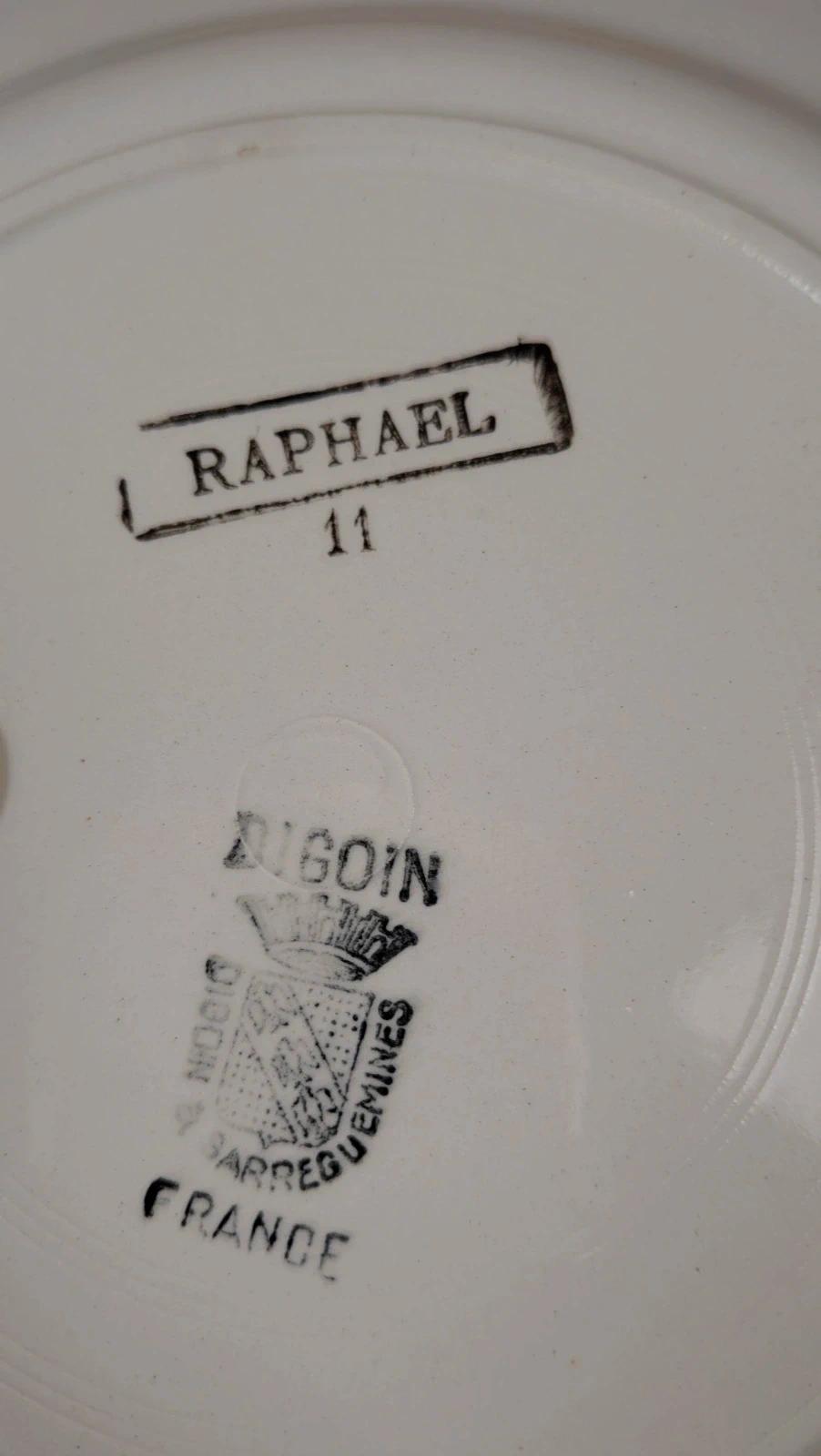 Lot de 4 assiettes à dessert Digoin Sarreguemines modèle Raphaël