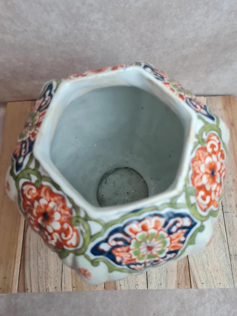 Potiche couverte ancienne faïence Desvres Fourmaintraux Xixe décor chinoiserie chien de Fô