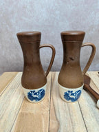 Set à salade vintage céramique & bois – Huilier/vinaigrier + couverts