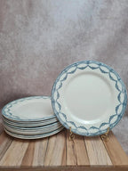 Lot de 12 assiettes plates anciennes Salins “petit Trianon” terre de fer bleu 💙