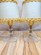 Paire de lampes vintage plexiglas & métal doré