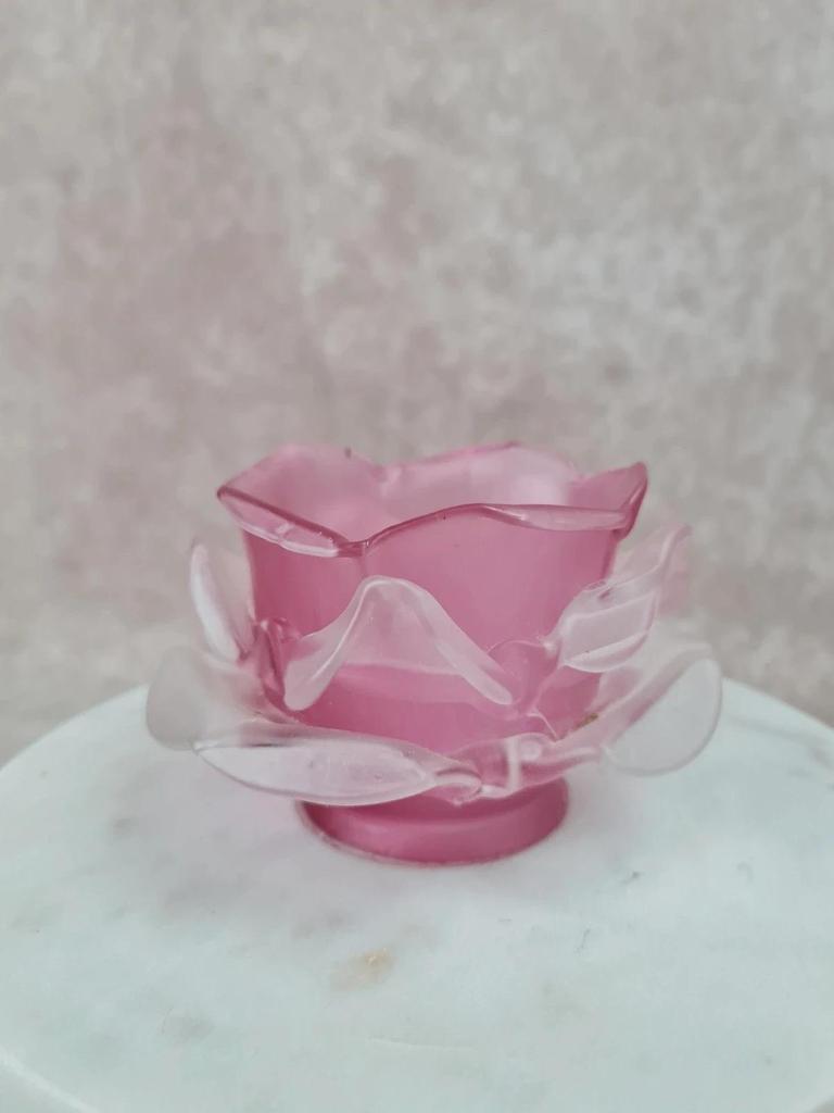 Abat-jour ancien en opaline rose 🌸 verre dépoli Art Nouveau