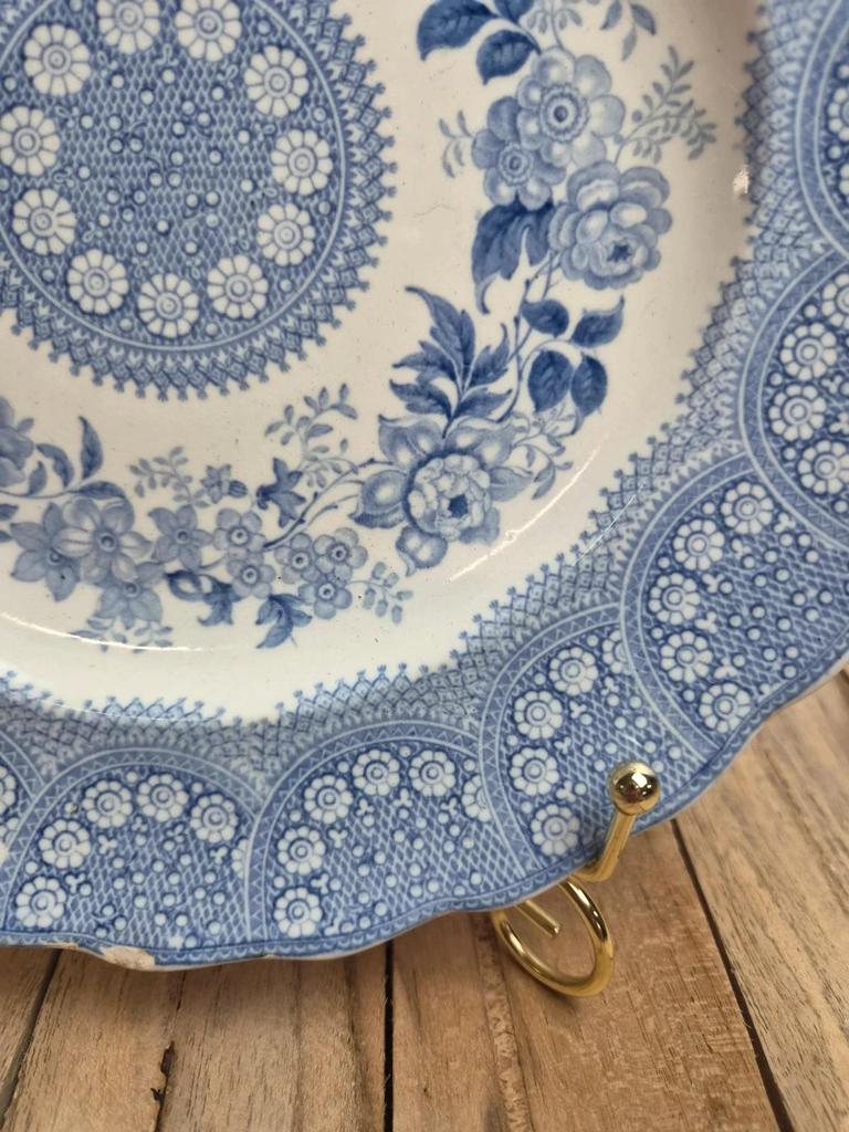 Assiette anglaise ancienne Lace Border bleu – attribuée Job Meigh Old Hall Xixe