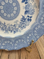 Assiette anglaise ancienne Lace Border bleu – attribuée Job Meigh Old Hall Xixe