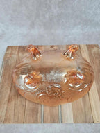 Coupe vintage en verre pressé orangé sur pieds 🧡
