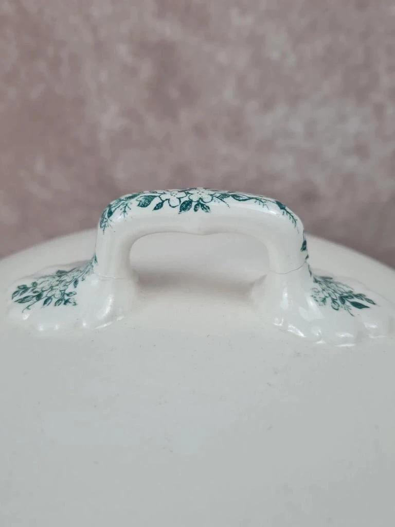 Soupière ancienne Longwy 🍃🌼 en faïence française – décor fleuri vert