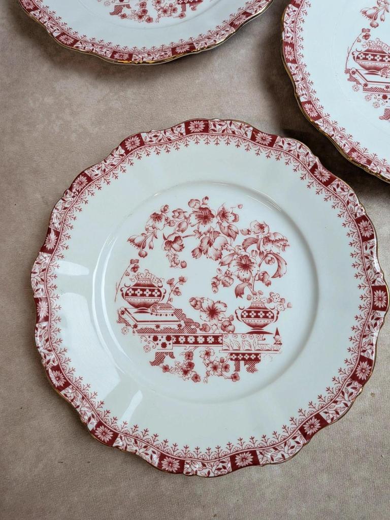 Lot de 6 assiettes Seltmann Weiden Bavaria Theresia rouge