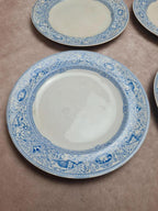 Assiettes terre de fer anglaises 1872 💙 Émile Bourgeois Grand Dépôt Paris – décor bleu rare – lot 8