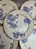 Lot de 6 assiettes plates terre de fer Sarreguemines Feria décor violet ancien