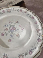 Lot de 6 assiettes plates anciennes Limoges Lucien Michelaud – décor floral