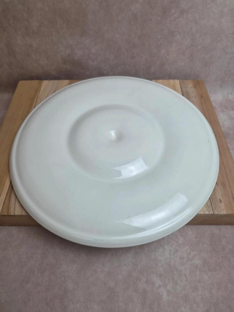 Grand plat à huîtres vintage en faïence verte – probablement Saint-amand – 35,5 cm
