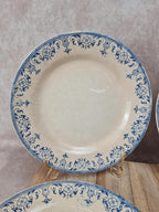 Lot de 7 assiettes plates anciennes Creil et Montereau. Service La Vallières, 23 cm