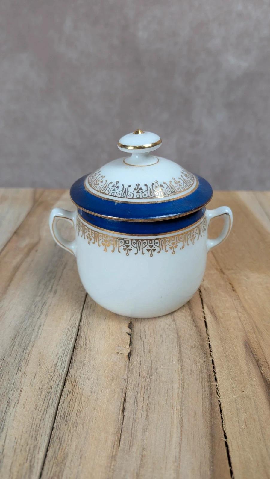 Petite boîte porcelaine Limoges bleu & doré