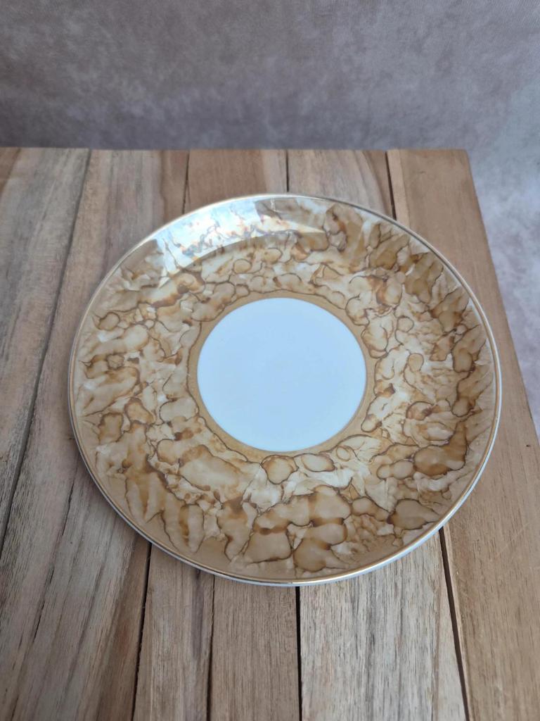 Ensemble tasse & bol en porcelaine Karolina – décor marbré or – Made in Poland