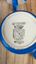Lot de 6 tasses & soucoupes Sarreguemines – Art déco bleu