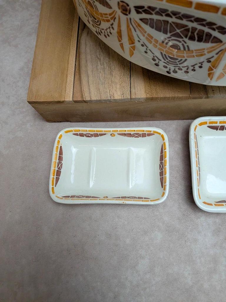 Ensemble de toilette ancien terre de fer Hbcm Thérèse broc bassine Art déco