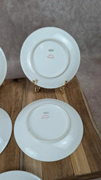 Lot de 5 petites assiettes anciennes Limoges A. Lanternier – décor fleuri rose