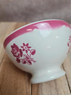 Petit bol ancien de dinette en faïence 🌸 décor floral rose – charme rétro