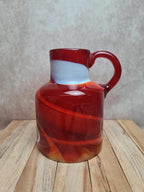 Vase / cruche en verre soufflé rouge – style Murano – pièce vintage années 70