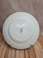 Assiette plate ancienne Terre de fer A. Lebacqz & M. Bouchard – décor Floral vert 💚