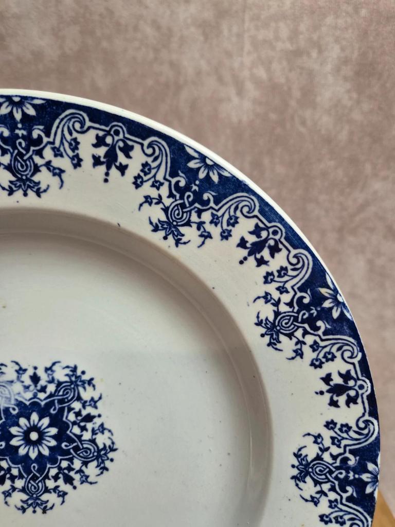 Assiette semi-creuse Terre de Fer Clairefontaine Lg Normandie Xixe décor bleu