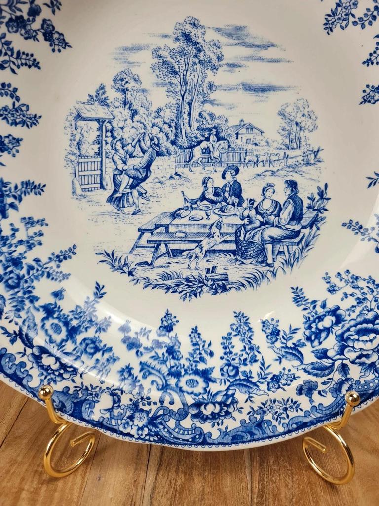 Grand saladier Kg Lunéville – Modèle Toile de Jouy – Spécial Grand Feu 🇫🇷