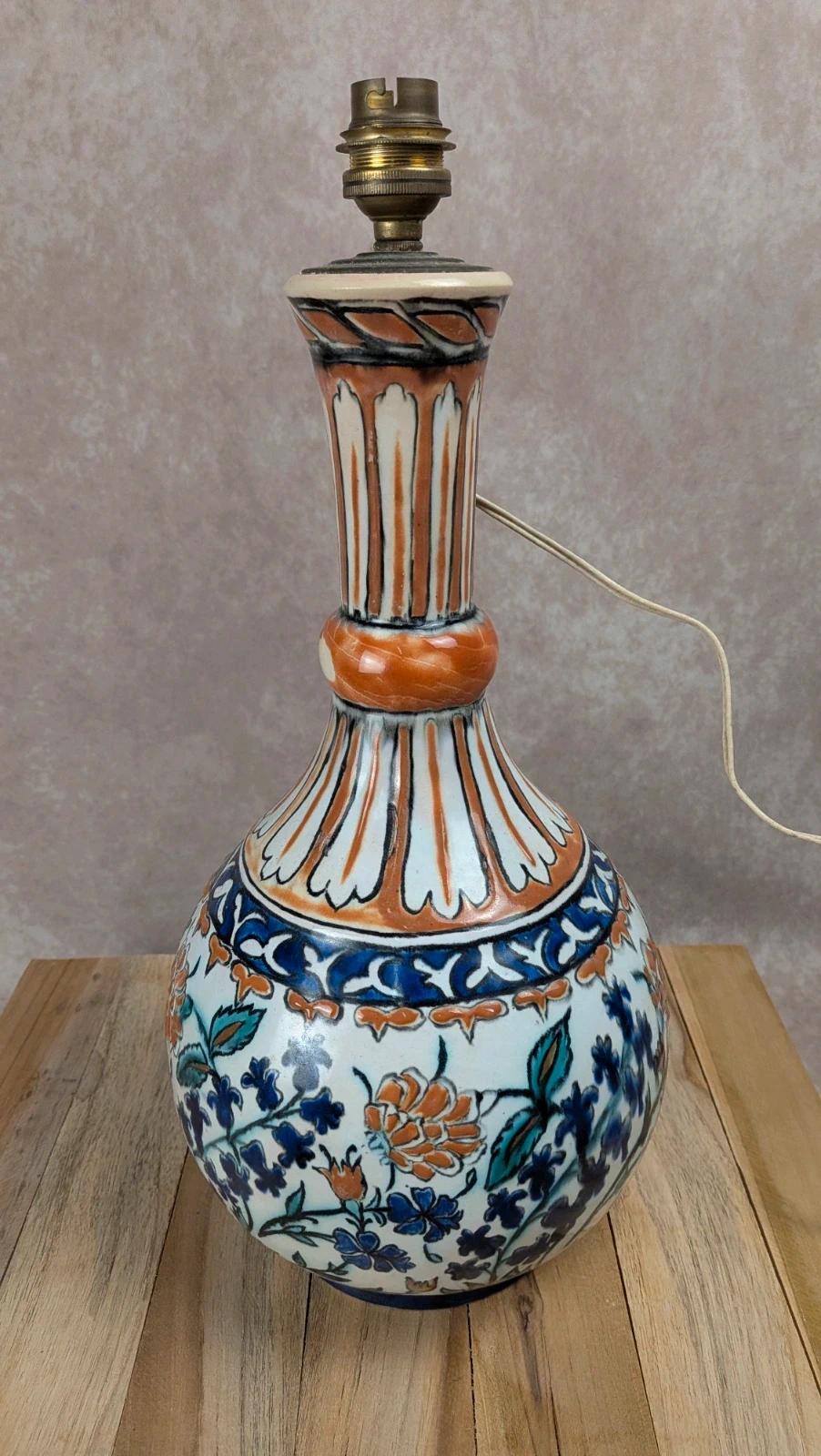Pied de lampe en faïence style Iznik