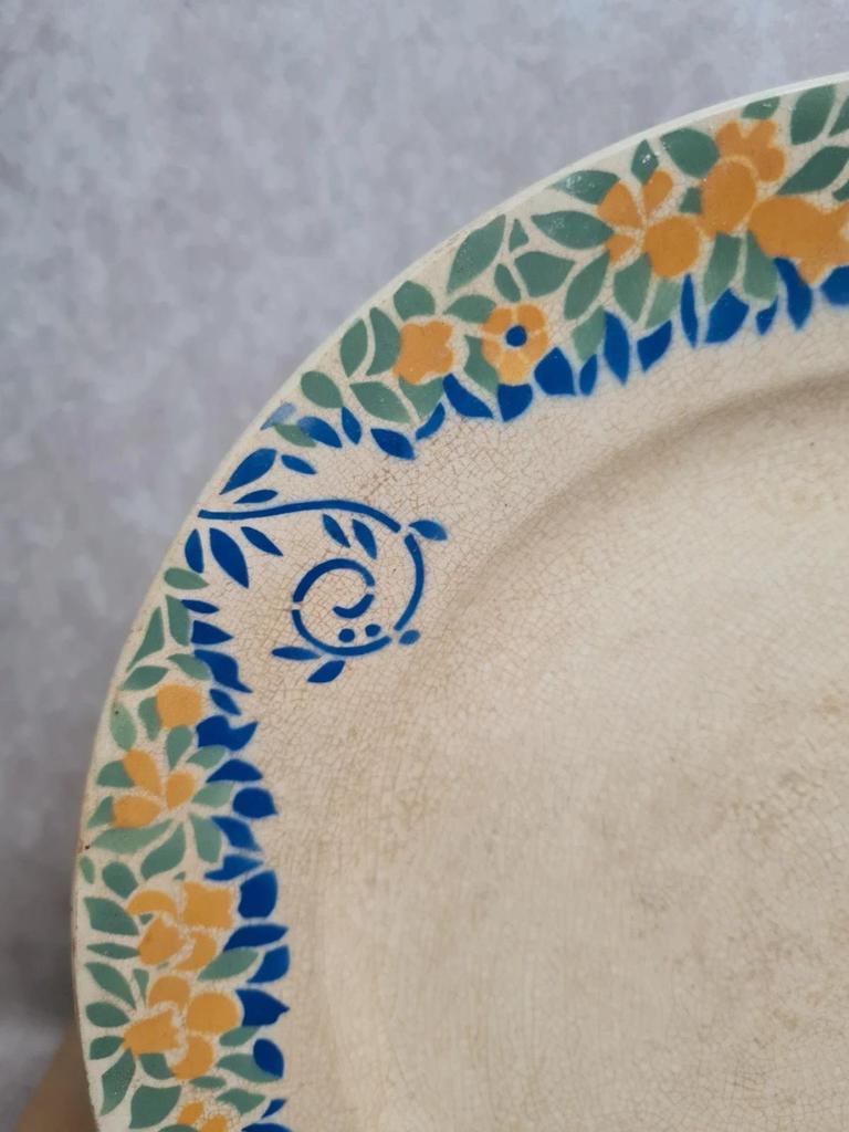 Assiette ancienne en terre de fer Hbcm modèle Vaucluse 🌿💙