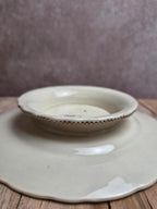Compotier ancien Creil et Montereau B & Cie – faïence fine polychrome Xixe