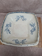 Saladier carré ancien Terre de Fer Clairefontaine Lg – Xixe – décor bleu 💙