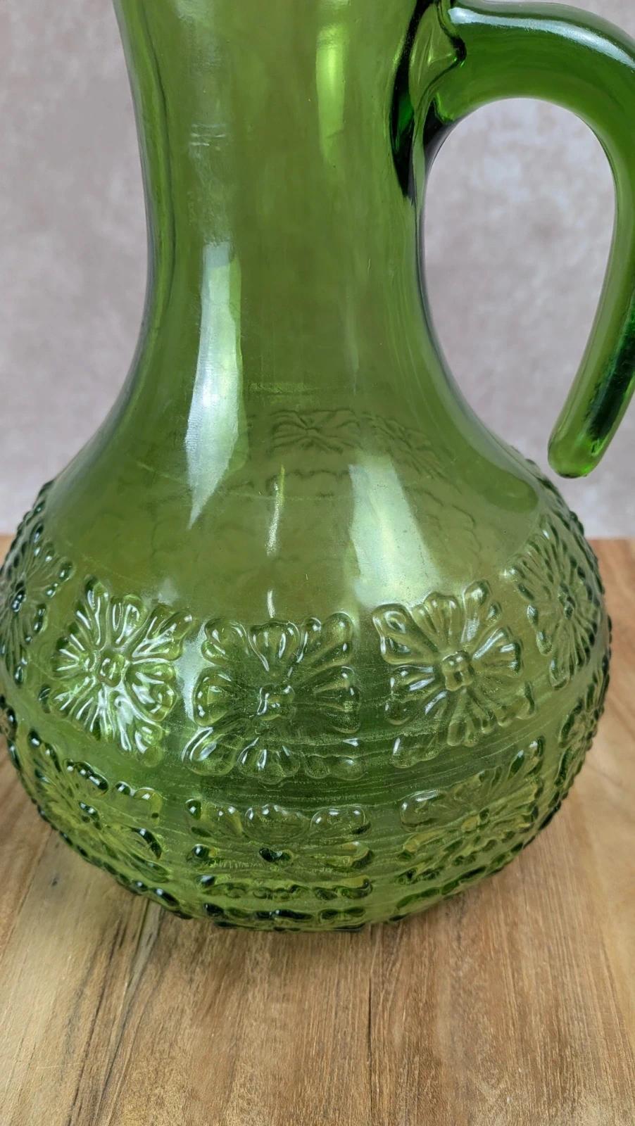 Service à orangeade/citronnade vintage carafe 6 verres verts Italie