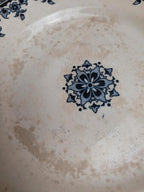 Compotier Terre de fer H. Boulenger & Cie – Modèle Gagny – Décor floral bleu