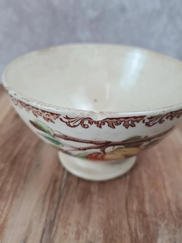 Bol ancien terre de fer, “au Planteur de Caïffa”, décor pomme 🍏🍂