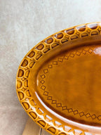 Plat ovale vintage Sarreguemines brun caramel