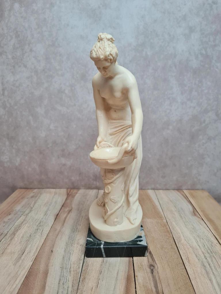 Statue vintage Santini femme antique – sculpture italienne sur socle marbre 26 cm