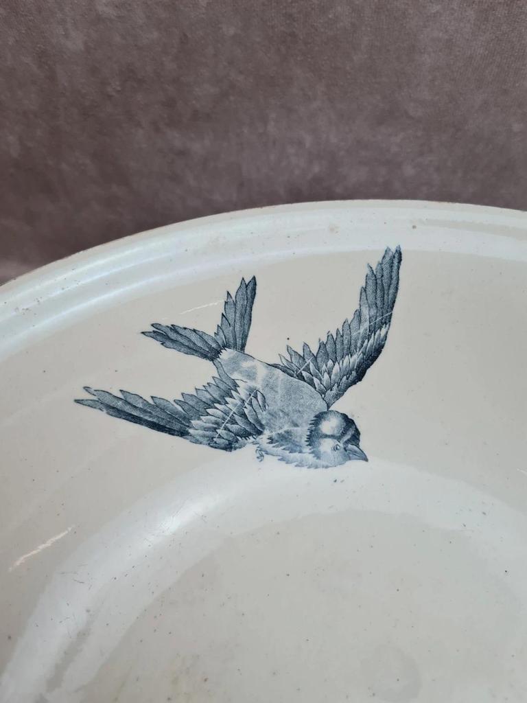Grand saladier / bassine Longchamp modèle Chardon – décor oiseaux terre de fer 🐦🌿