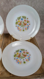 Lot de 4 assiettes à dessert Arcopal France – modèle “oiseaux du Paradis”