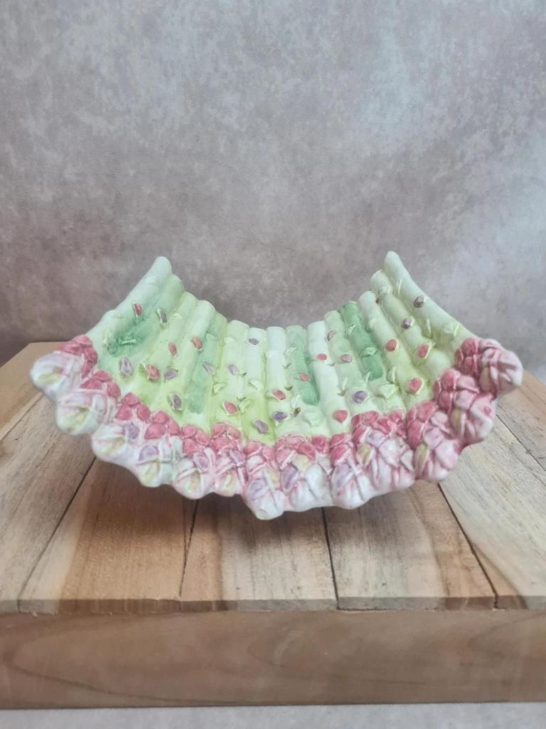 Plat à asperges barbotine ancien décor naturel 🌿🥀