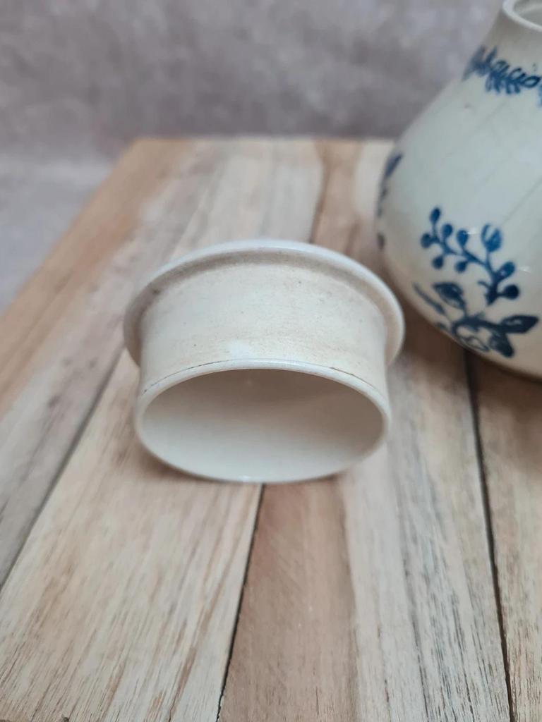 Théière ancienne en grès émaillé décor bleu – esprit Saint-uzé
