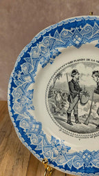 Assiette parlante Longwy – Les plaisirs de la chasse – décor bleu