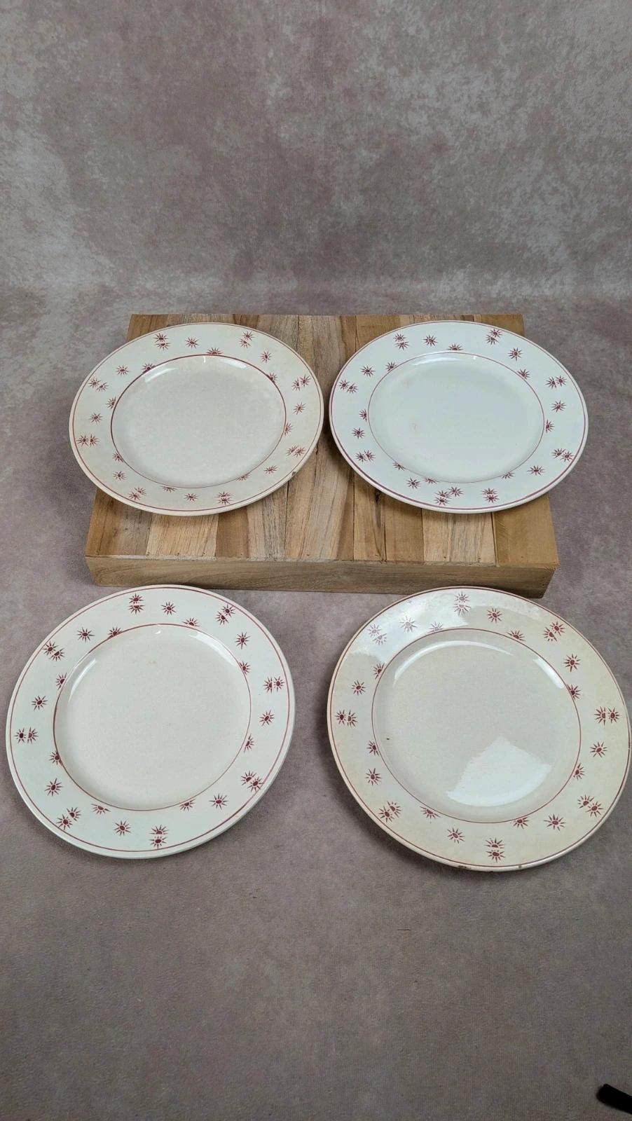 Lot de 4 assiettes plates vintage Sarreguemines – modèle Andrée