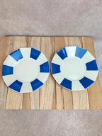 Lot de 2 soucoupes anciennes terre de fer Badonviller – Bleu cobalt Art déco