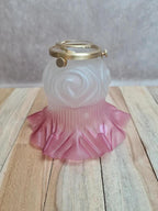 Abat-jour ancien en verre dépoli rose 🌸