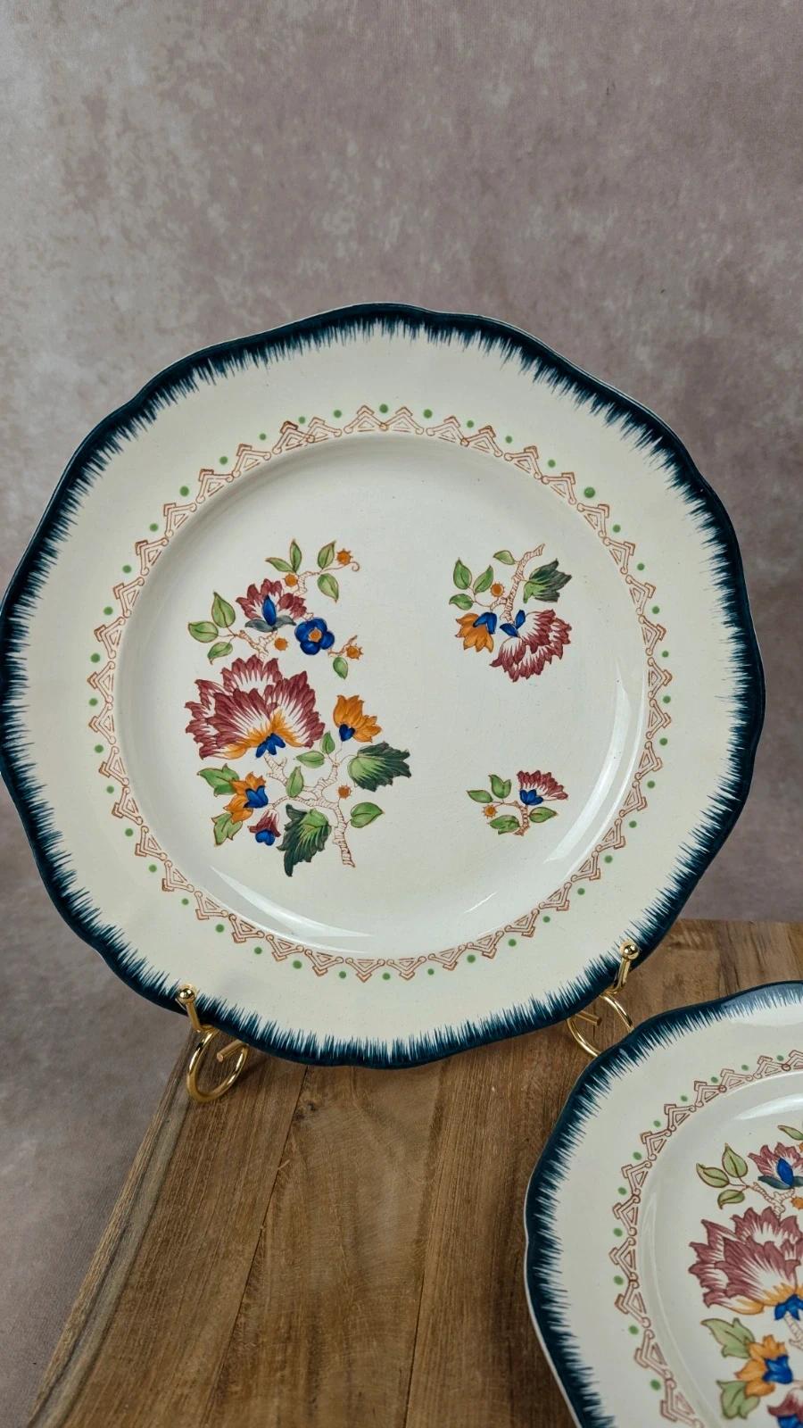 Lot de 2 assiettes anciennes Longwy « Shanghai »