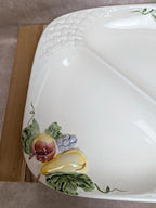 Plat compartiment vintage céramique barbotine fruits Japon