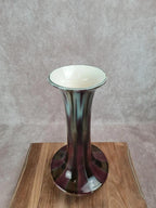 Grand vase ancien Fives-lille – signé Gustave De Bruyne 💐 Émail flammé vert & lie-de-vin