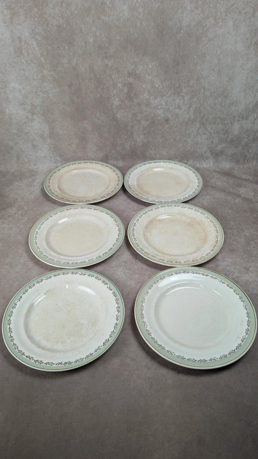 Lot de 6 assiettes plates vintage Saintonge – demi-porcelaine